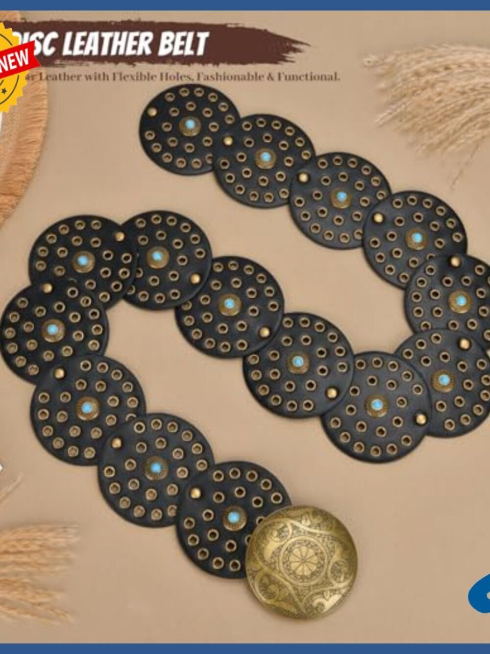 Western Wide Disc Belt Faux Leather Concho Adjustable Sizes Boho Cowgirl